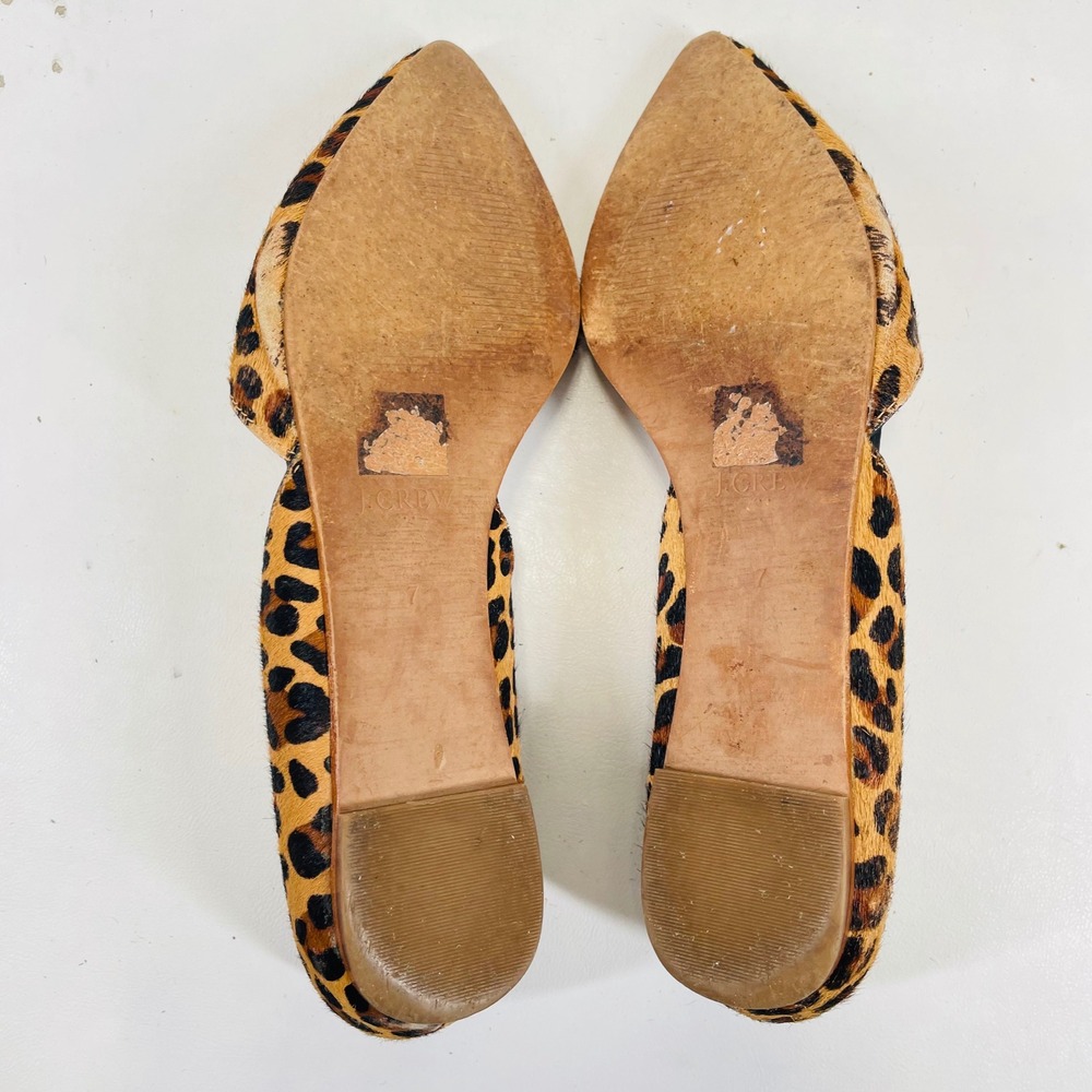 J.Crew Leopard Print Calf Hair d'Orsay Pointed Toe Flats F5317 Womens 7 Brown - Picture 10 of 10